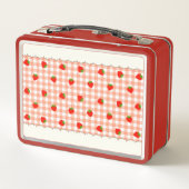 文字　カスタム　いちご＆チェック（オレンジ）  メタルランチボックス (裏面)