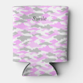 文字　カスタム　迷彩（ピンク） 缶クーラー (正面)