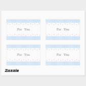 文字　カスタム　野ばら＆チェック（ブルー）  長方形シール (シート)