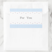 文字　カスタム　野ばら＆チェック（ブルー）  長方形シール (バッグ)