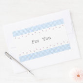 文字　カスタム　野ばら＆チェック（ブルー）  長方形シール (封筒)