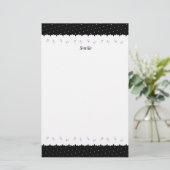 文字　カスタム　野ばら＆ドット（ブラック）    便箋 (スタンド正面)