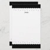 文字　カスタム　野ばら＆ドット（ブラック）    便箋 (正面/裏面)