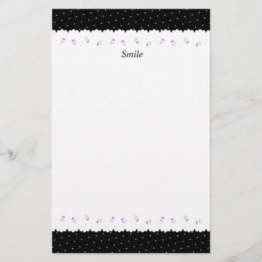 文字　カスタム　野ばら＆ドット（ブラック）    便箋 (正面)