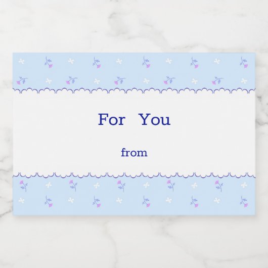 文字　カスタム　野ばら＆リボン（ブルー）    フードラベル (シングルラベル)