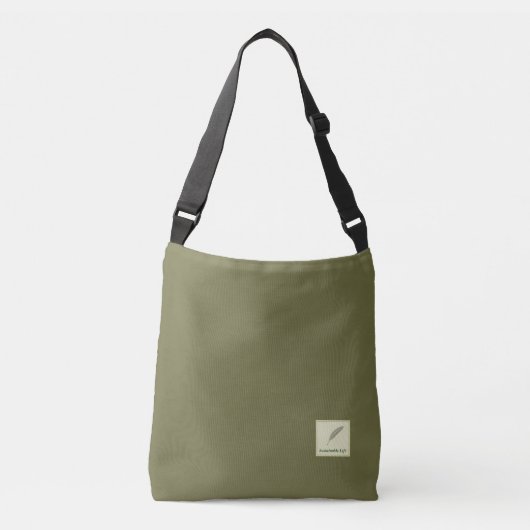 文字 カスタム Sustainable Life グリーン クロスボディバッグ (正面)