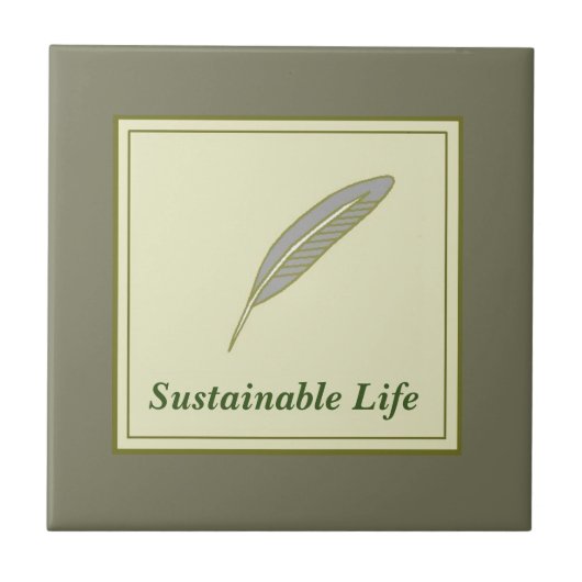 文字　カスタム　Sustainable　Life　グリーン　 タイル (正面)