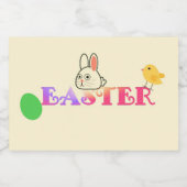 文字、バニー、シックなイースターをテーマにした スパークリングワインラベル (シングルラベル)