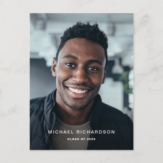 文字|フォト·ツー·フォト卒業パーティー インビテーションポストカード (正面)