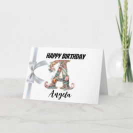 文字「モノグラムのA」ハッピーバースデー カード