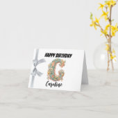 文字「モノグラムのC」ハッピーバースデー カード (黄色い花)