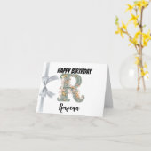 文字「モノグラムのR」ハッピーバースデー カード (黄色い花)