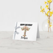 文字「モノグラムのT」ハッピーバースデー カード (黄色い花)