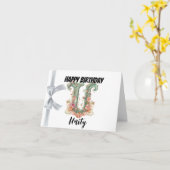 文字「モノグラムのU」ハッピーバースデー カード (黄色い花)