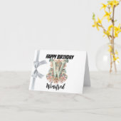 文字「モノグラムのW」ハッピーバースデー カード (黄色い花)