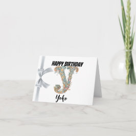 文字「モノグラムのY」ハッピーバースデー カード