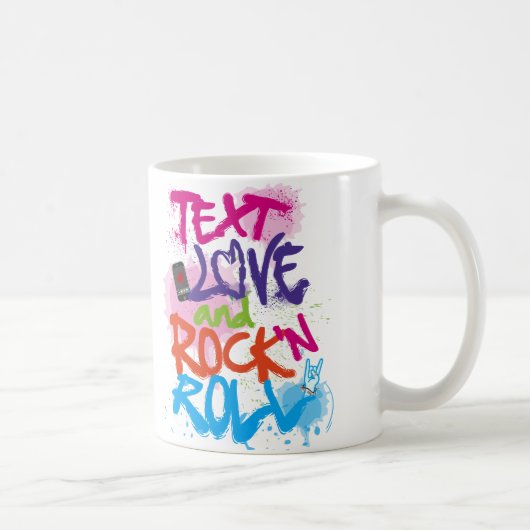 文字、ラブ&ロック転がn コーヒーマグカップ (右)