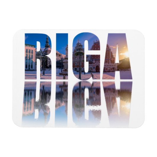 文字・リガ・ラトビア マグネット (横)