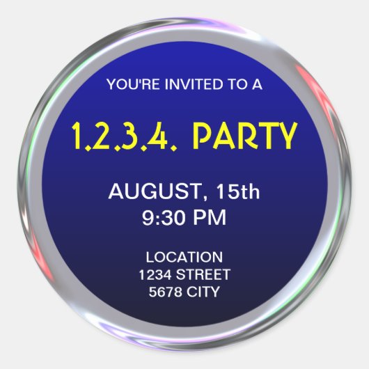 文字、ロゴ、またはイメージ用の銀色のシール ラウンドシール (正面)