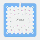 文字 名前 カスタマイズ 野ばら　レース　ブルー　オーナメント メタルオーナメント (裏面)