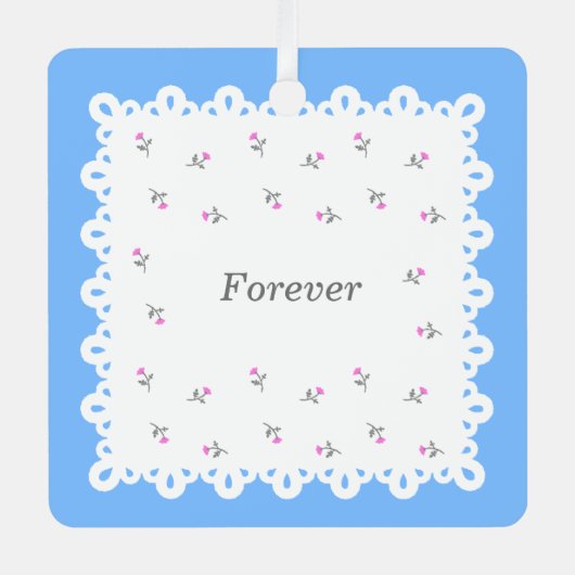 文字 名前 カスタマイズ 野ばら　レース　ブルー　オーナメント メタルオーナメント (正面)