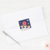 文字、天使、雪の可愛いクリスマスシール スクエアシール (封筒)