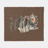 文字、本、猫、花、ブラウンを変える フリースブランケット (正面(横))