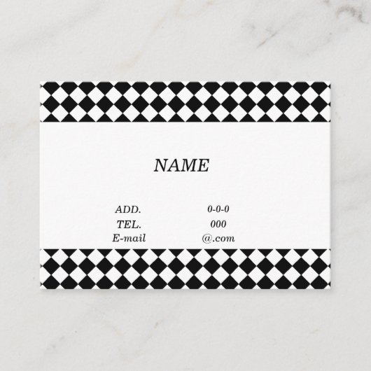 文字　白紙　カスタム　チェック（ブラック×ホワイト） 名刺 (正面)