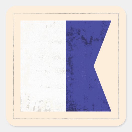 文字「航海のA」信号フラグ スクエアシール (正面)