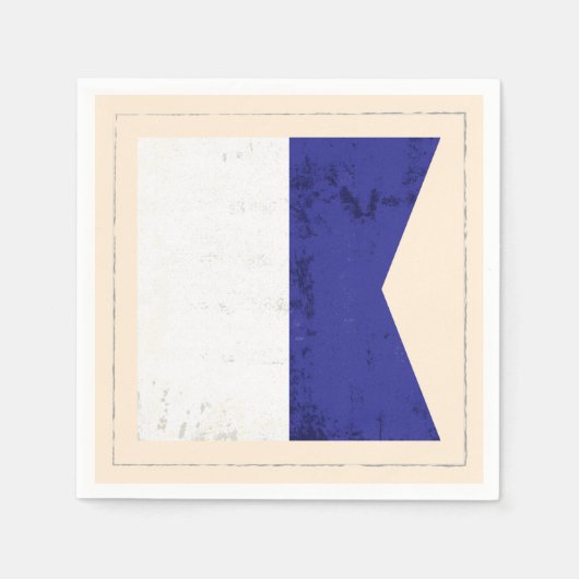 文字「航海のA」信号フラグ スタンダードカクテルナプキン (正面)