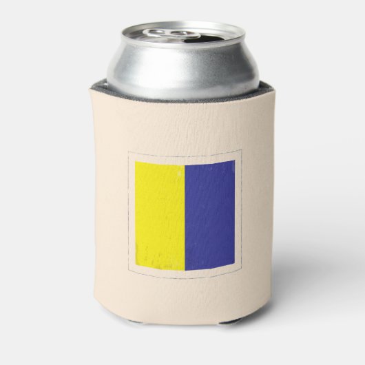 文字「航海のK」信号フラグ 缶クーラー (缶裏面)