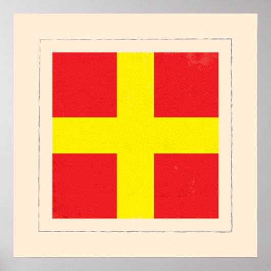 文字「航海のR」信号フラグ ポスター (正面)