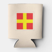 文字「航海のR」信号フラグ 缶クーラー (正面)