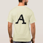 文字「芸術的A」ウッドカット木版イニシャル Tシャツ (裏面)
