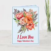 文字、青い花と詩のバレンタインデーを編集できる カード (正面)