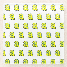 文字 "a" ガラスコースター