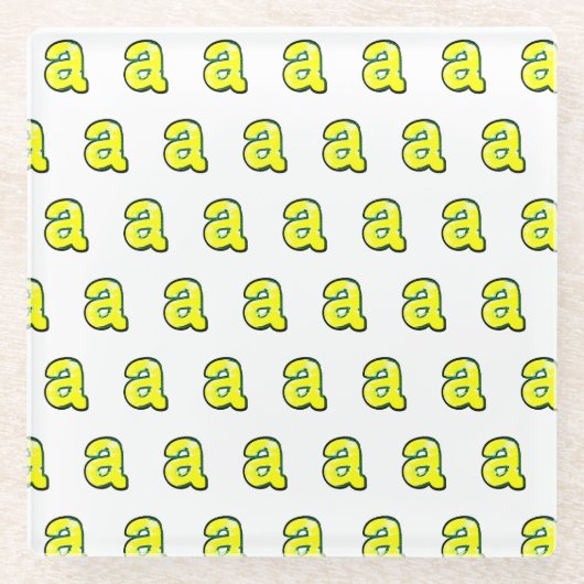 文字 "a" ガラスコースター (正面)