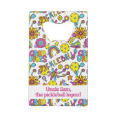 文字、Groovy、レトロ90s、白 クレジットカード栓抜き (正面)