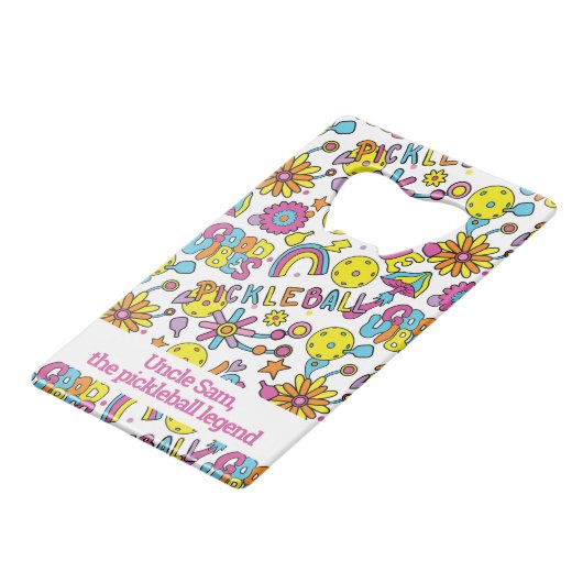 文字、Groovy、レトロ90s、白 クレジットカード栓抜き (正面アングル)