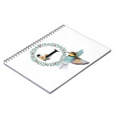 文字"J"のリース付き鳥 ノートブック (左側)