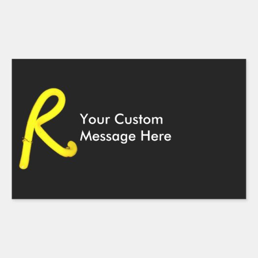 文字"R"ネオンライトモノグラム 長方形シール (正面)