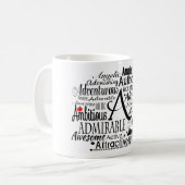 文字Aで始まる形容詞群 コーヒーマグカップ (正面左)