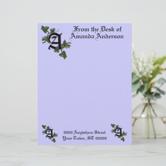 文字Aを持つモノグラムのレターヘッド、パーソナライズ レターヘッド (スタンド正面)