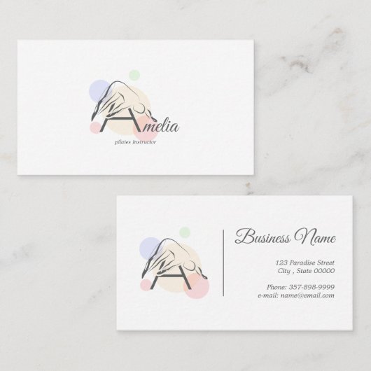 文字Aポーズをピラティス | モノグラム文字Aピラティス 名刺 (正面/裏面)