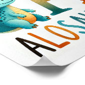 文字A、恐竜アルファベット水彩画ポスター ポスター (角)