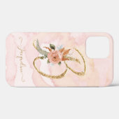 文字Bモノグラム金ゴールドスクリプト水彩フローラ Case-Mate iPhoneケース (裏面 (横))