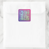 文字Bヴィンテージカラフル最初の文字のグラデーション スクエアシール (バッグ)