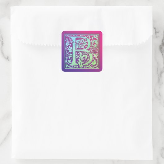 文字Bヴィンテージカラフル最初の文字のグラデーション スクエアシール (バッグ)