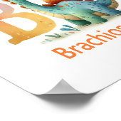 文字B、恐竜アルファベット水彩画ポスター ポスター (角)