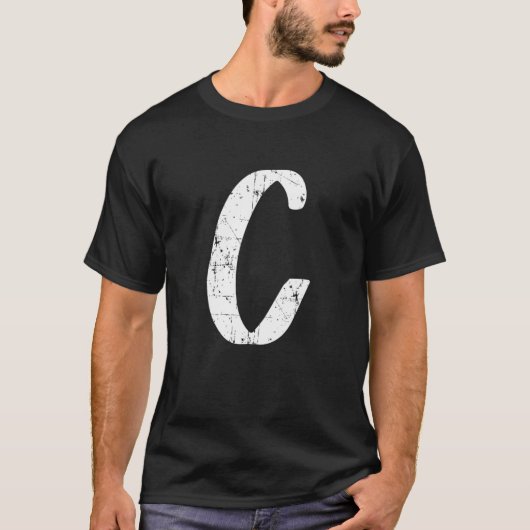 文字Cイニシャル大独身の文字モノグラム Tシャツ (正面)